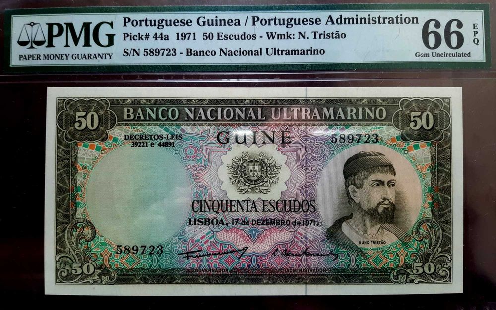Nota Nova PMG 66 de 50 Escudos - GUINÉ de 1971 - com 54 anos