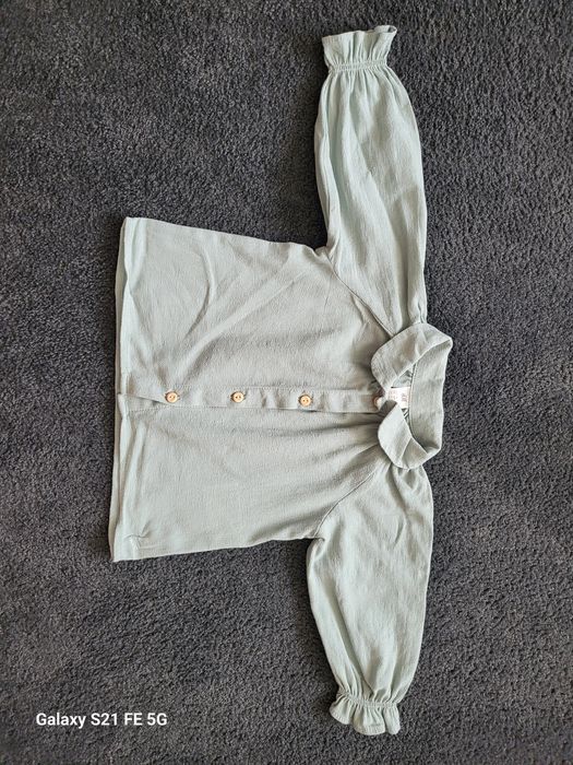 Bluzka koszula z bawełnianej  tkaniny H&M 68cm