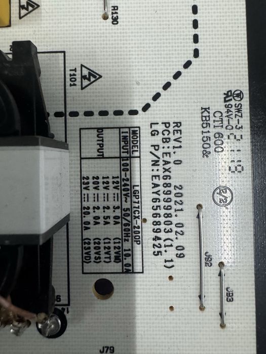 Moduł zasilacza LG OLED 77CX9LA EAY65689425 GWARANCJA