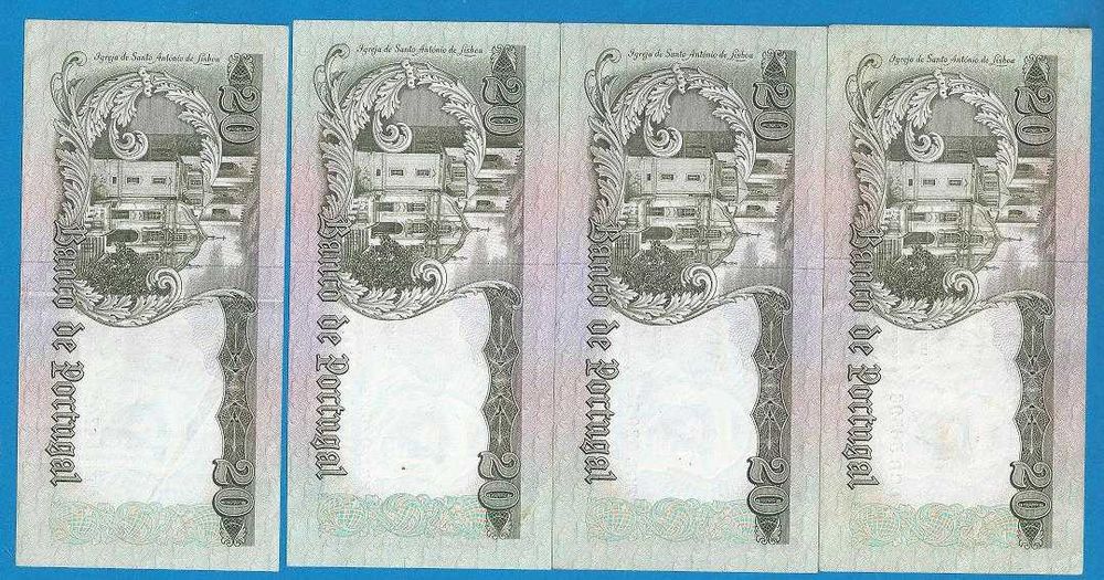 Notas  Portugal  20$00  escudos  Santo Antonio 1964