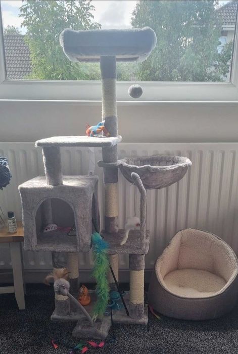 Drapak dla kota z zabawką, wieża dla kotów , domek dla kota, NOWY