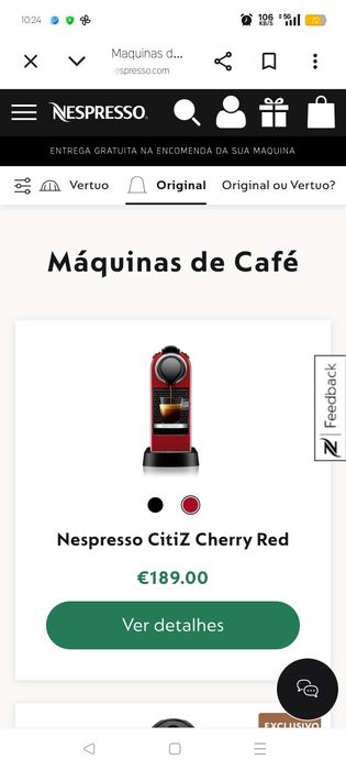 Maquina de café Nespresso citiz cherry red