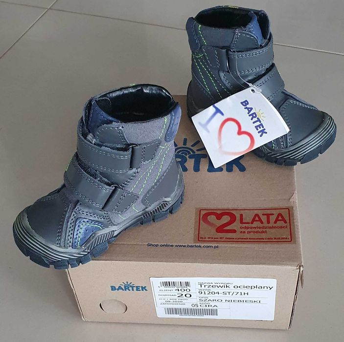 NOWE szare buty ocieplane wełną na zimę BARTEK rozmiar 20 (13,1 cm)