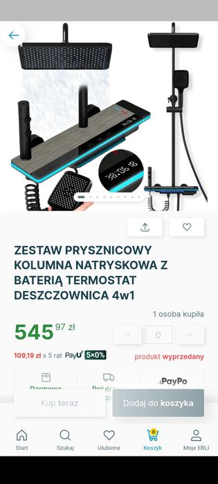 Zestaw prysznicowy z termostatem.