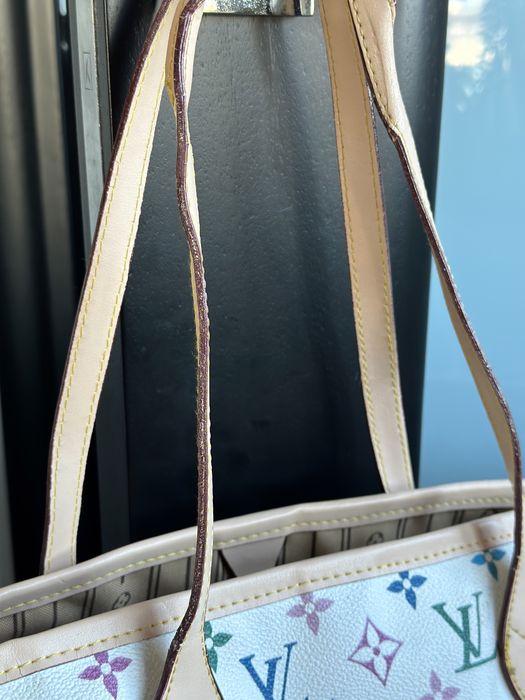 Torba LV biała w kolorowe literki shopper na ramie