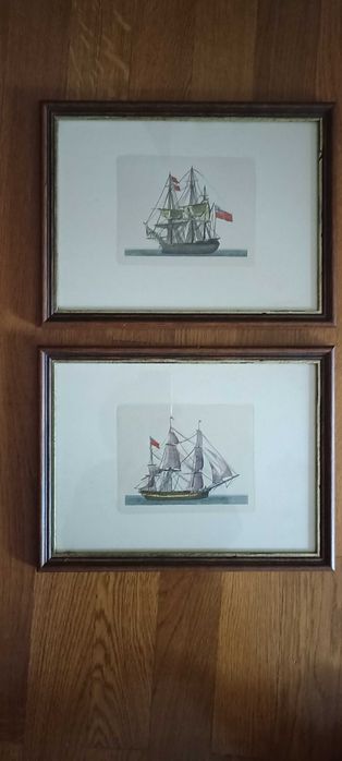 Quadros com gravura de barcos