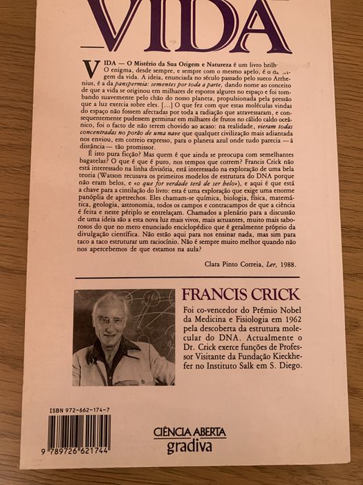 Livro “Vida” de Francis Crick