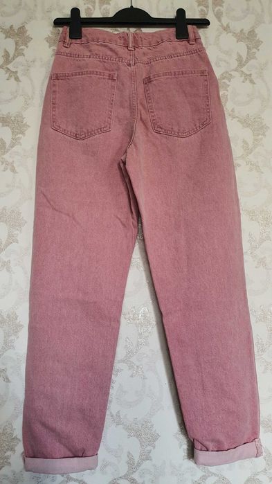 Джинсы Bershka высокая талия розовые