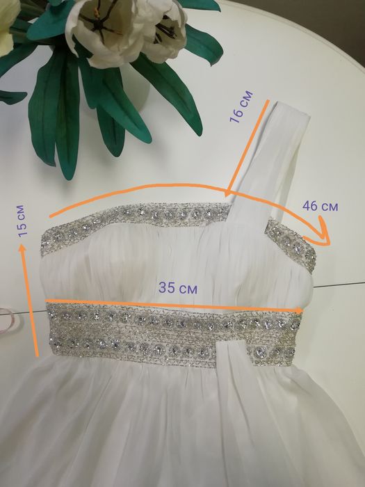 Вечірня, весільна сукня з шифону, вишита бісером, стеклярусом, каміння