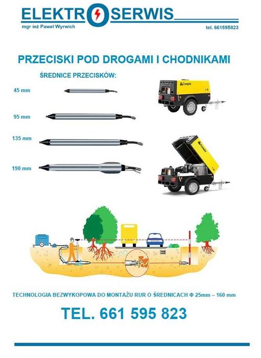Przeciski pod drogami chodnikami kret Kluczbork Olesno Namysłów Opole