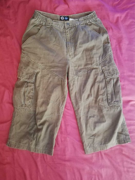 spodnie bojówki bermudy 3/4 zielone khaki 175 pas 70-80 DL
