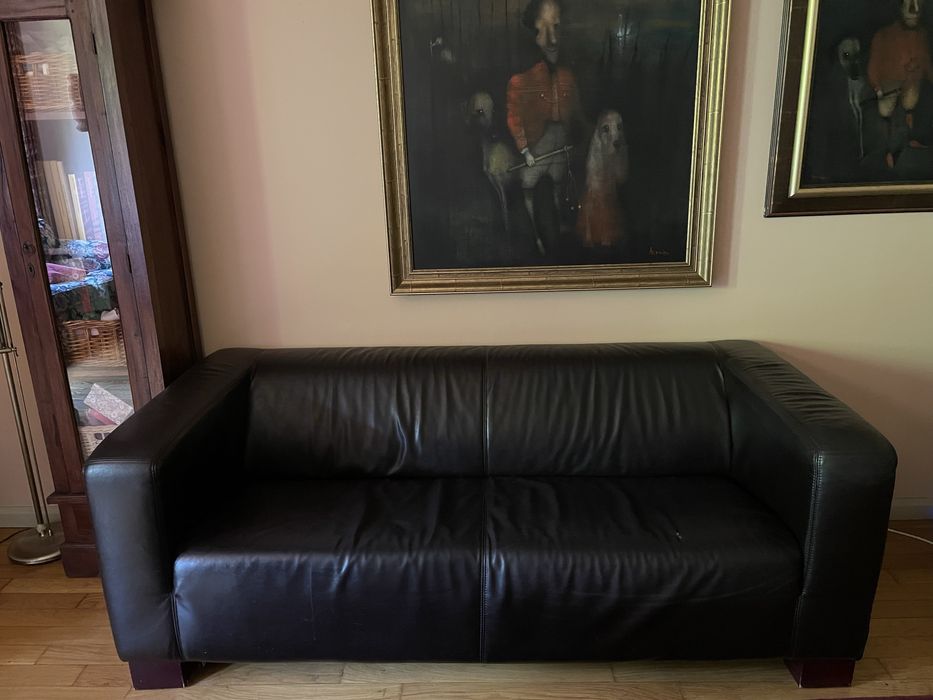 Skórzana sofa kanapa skóra naturalna ciemny brąz