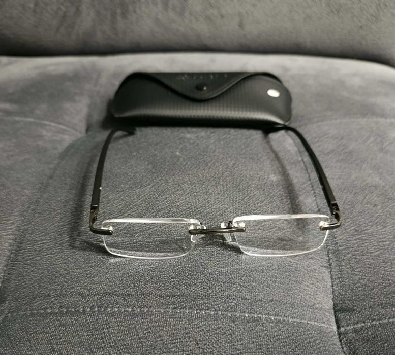 Okulary do czytania prostokątne szkła bez oprawek +2,5 z etui