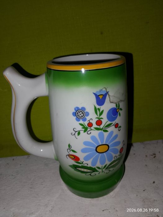 Kultowy Kufel PRL Lubiana Wzór Kaszubski Ceramik Retro Vintage