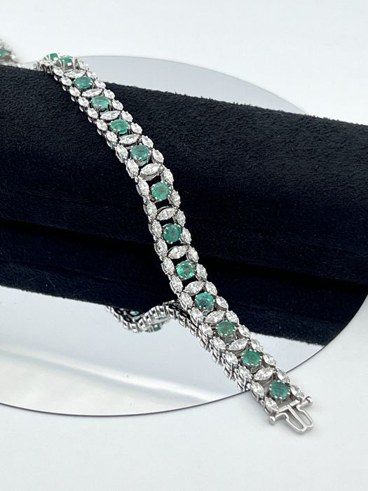 Браслет Бриллианты / Изумруды