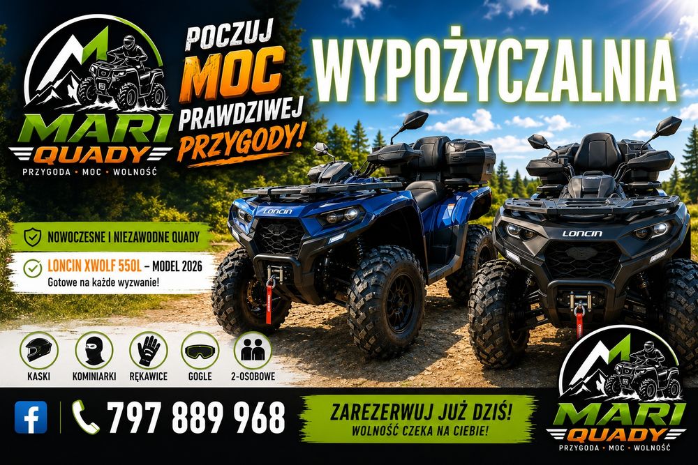Wypożyczalnia 10% rabatu Quady Kutno okolice Xwolf 550