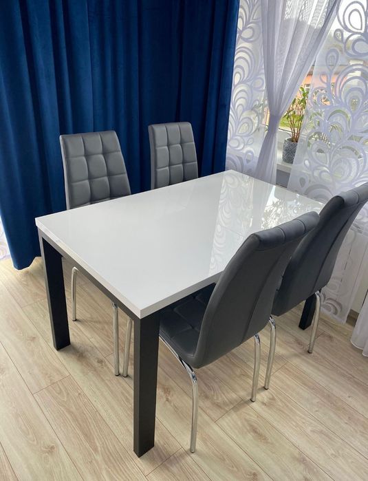 Stół 130x80 cm rozkładany do salonu biały połysk