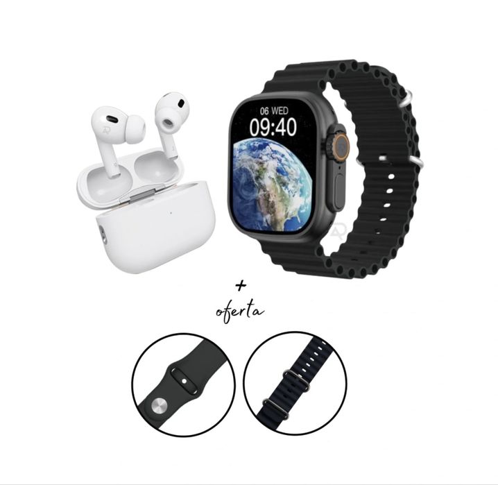 Conjunto Smartwatch Ultra + Fones