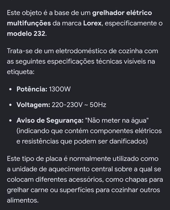Grelhador elétrico Lorex