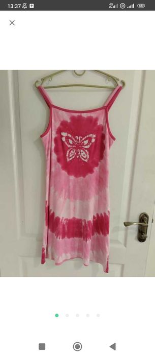 Плаття сарафан міні tie dye рожеве барбі Barbie метелик бісер 2yk