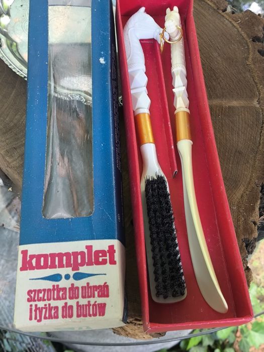 Komplet szczotka do ubrań i łyżka do butów. Vintage