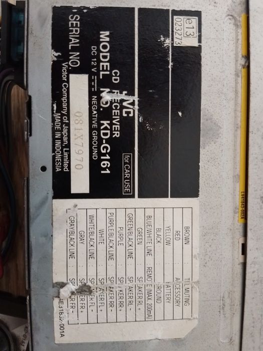 Radioodtwarzacz samochodowy JVC KD-G161 RADIO CD