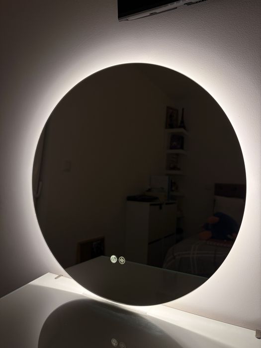 Espelho Redondo Inteligente LED [50cm] com Touch e Anti-embaciamento