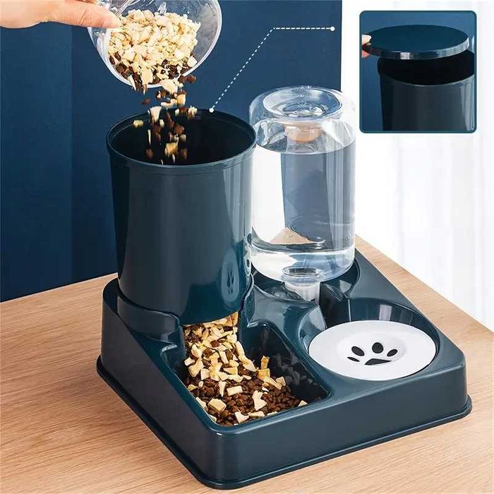 Dispensador comida e agua para gato e cão integrado 2 em 1 NOVO