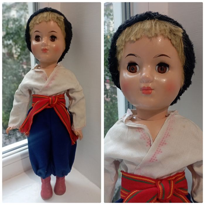 Старинная уникальная кукла Левко украинец опилки  60-е СССР