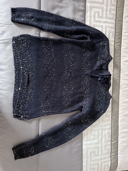 Camisola Springfield XS Azul Marinho Lantejoulas Douradas Laço Costas