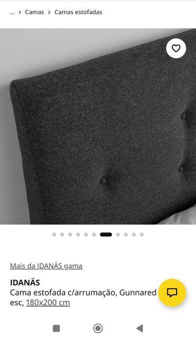 Cama estofada c/arrumação 180x200cm