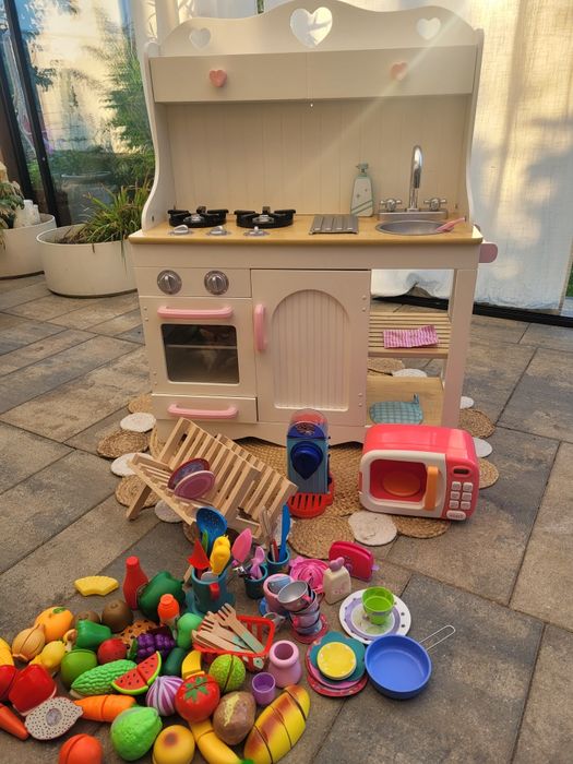 Kuchnia drewniana retro dla dzieci dziewczynki różowa KIDKRAFT prairie