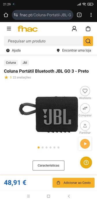 Coluna JBL GO3 e GO4