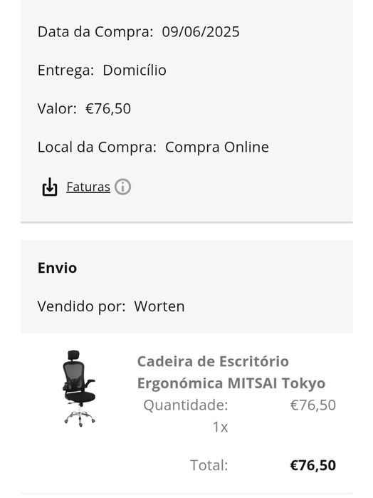 Cadeira de Escritório Ergonómica como nova
