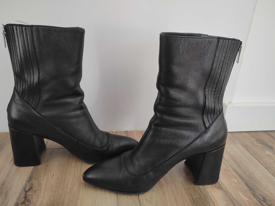 Kozaki botki Gino Rossi roz.37 czarna skóra chic