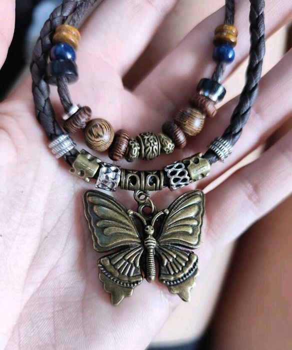 Naszyjnik boho etniczny z motywem motyla unisex