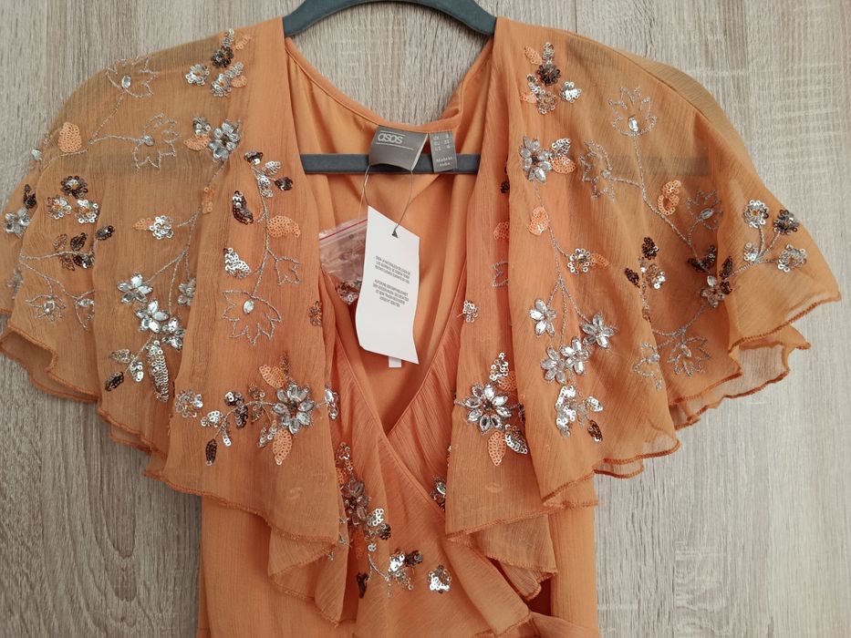 Asos długa pomarańczowa sukienka rozmiar S