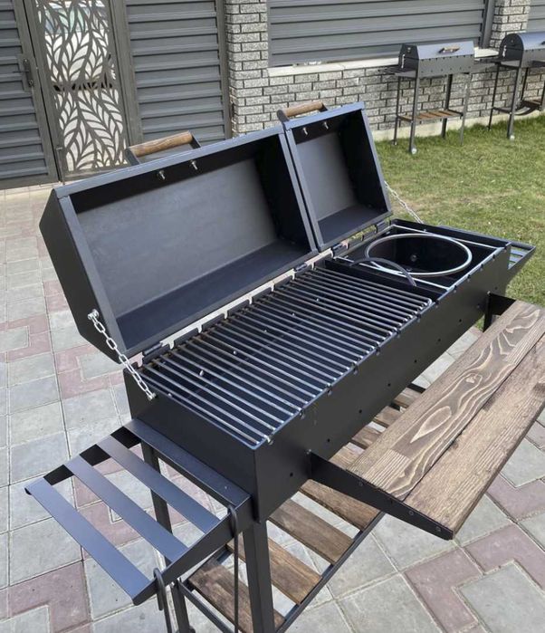 Мангал з решіткою для гриля та підставкою під казан метал 5 мм