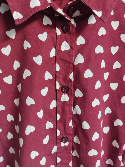 Piękna czerwona bordowa koszula w serca XXL/44 plus size oversize