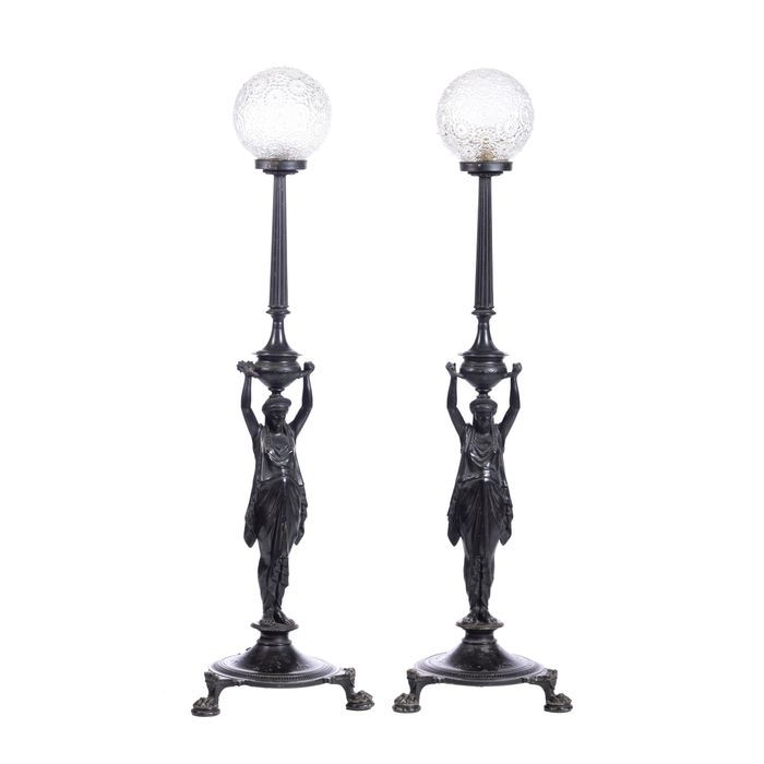 Iluminação - Par de candeeiros de pé - Século XIX - 165 cm