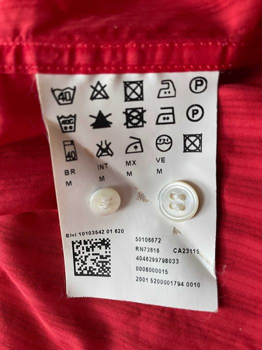 Hugo Boss Short Length czerwona bawełniana koszula z długim rękawem rozmiar M