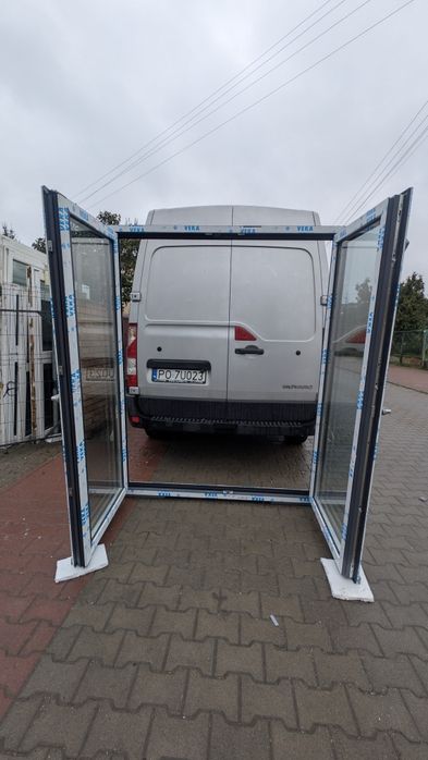 KR HAUS drzwi 160x200 tarasowe antracyt nowe 3 szybowe OKNA POZNAŃ