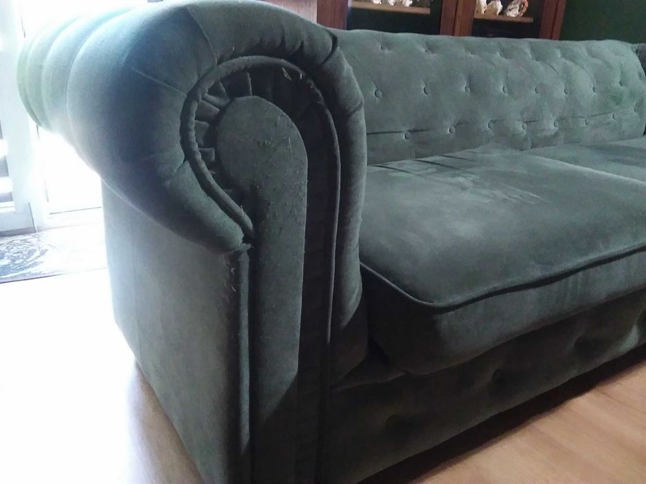 Sofa zieleń pikowana bardzo ładna