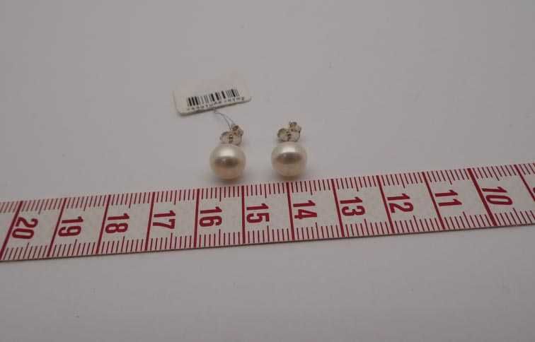 Srebrne kolczyki z perłami sztyfty 8 mm.