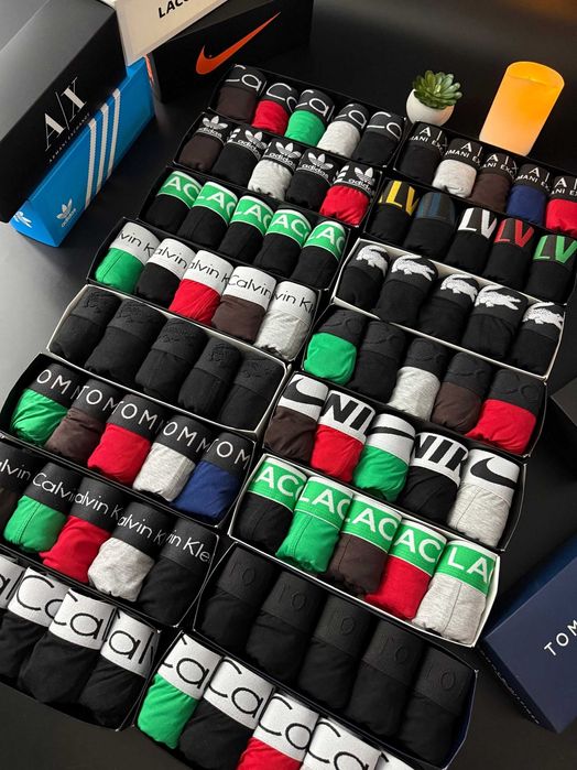 Чоловічі боксери Lacoste Green. Мужские трусы Лакоста зеленая резинка
