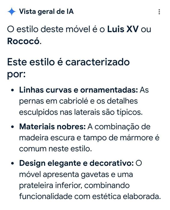 Credência Mesinha de apoio madeira entalhada e tampo mármore. Consola