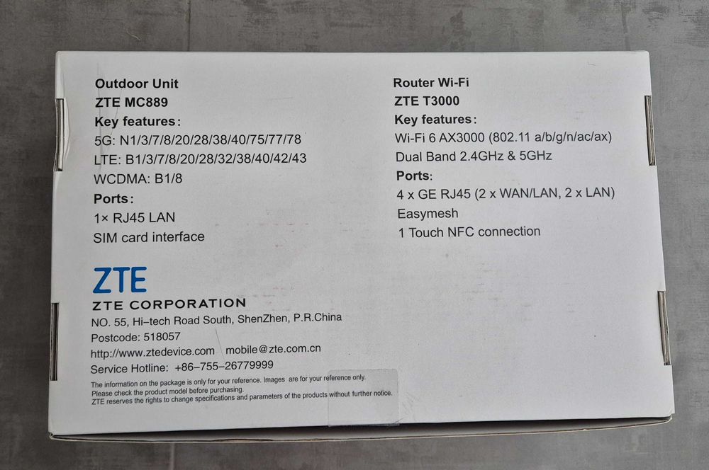 Router ZTE MC889 T3000 modem 5G WiFi6 NOWY