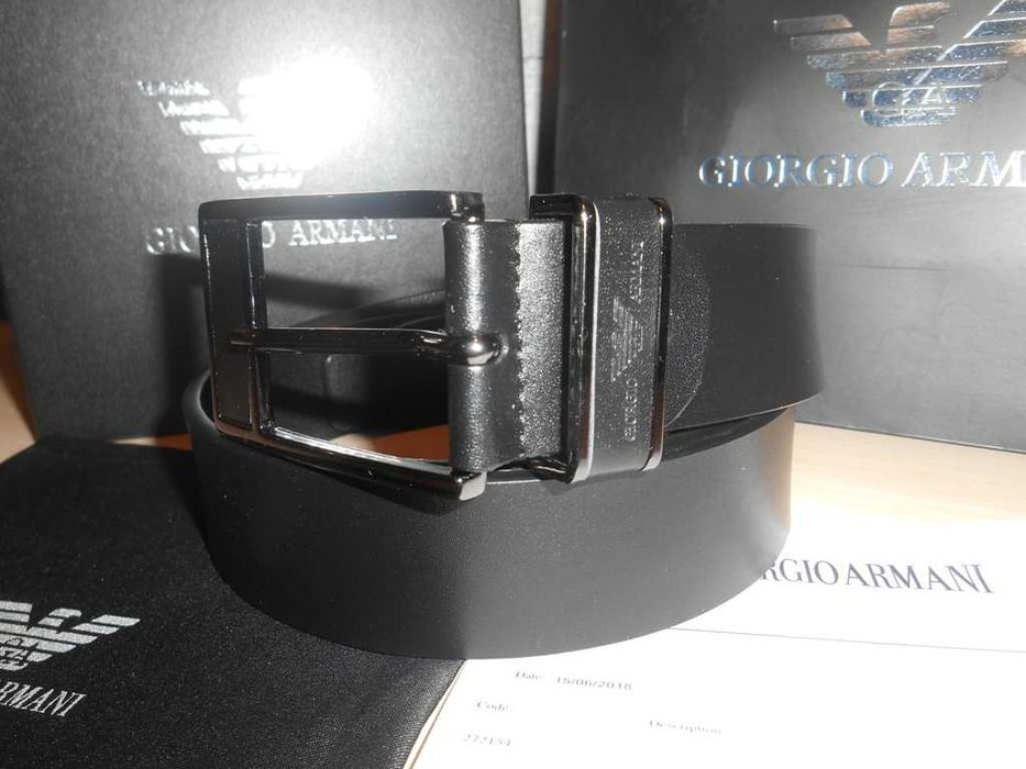 Emporio Armani Męski pasek firmowy, skóra naturalna