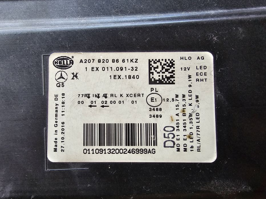 Mercedes W207 Ótica / farol esquedo e direito