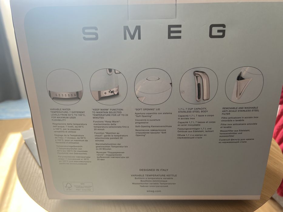 Чайник SMEG 50's Style з регулюванням температури, новий, 1.7L